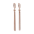 Metropolitan Glow White Tassel Earrings - Rose Gold and Silver