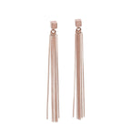 Solid C-Tassel Earrings - Rose Gold and Silver